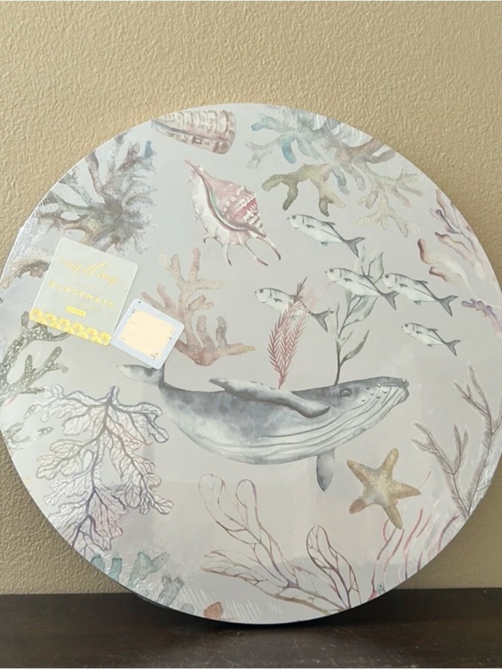 Envogue Placemats Set Of 4 Cork Round Fish Coral Reef New